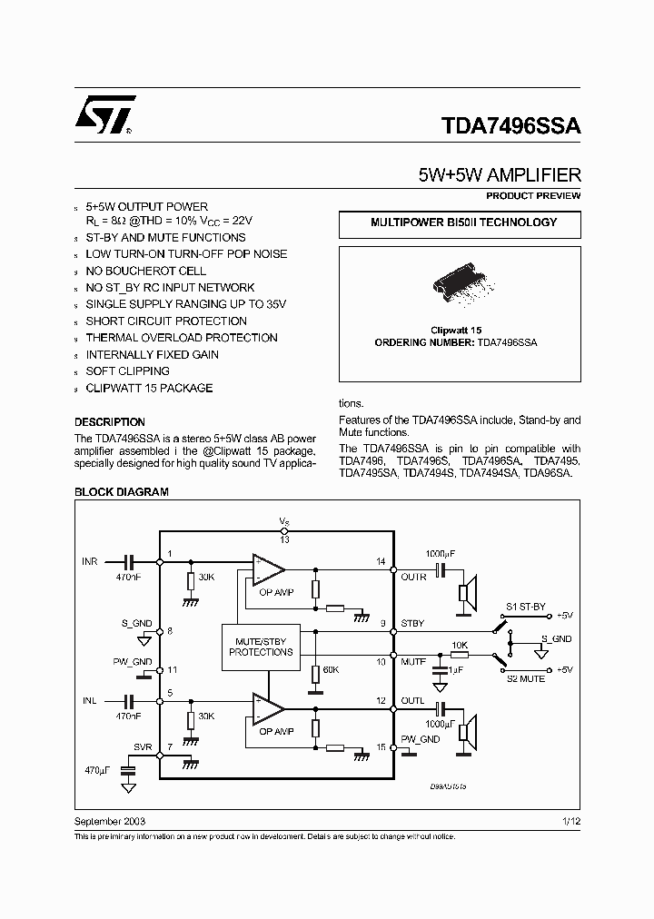 TDA7496SSA_3059497.PDF Datasheet