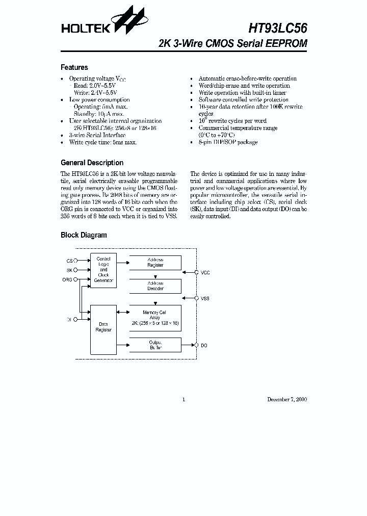 HT93LC56-C8DIP_3070400.PDF Datasheet