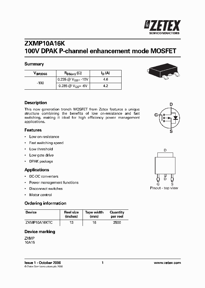ZXMP10A16KTC_3084450.PDF Datasheet