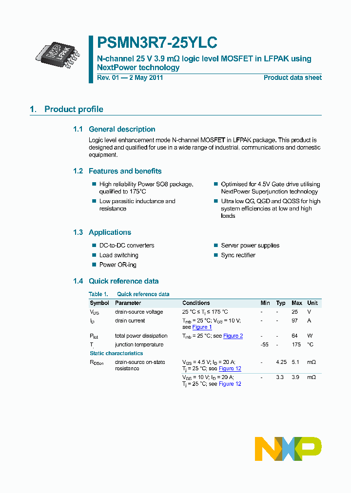PSMN3R7-25YLC_3085513.PDF Datasheet