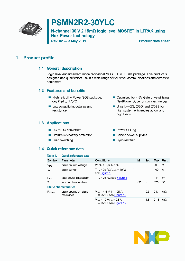 PSMN2R2-30YLC_3101078.PDF Datasheet