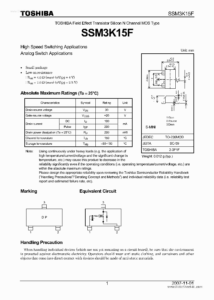 SSM3K15F_3113003.PDF Datasheet