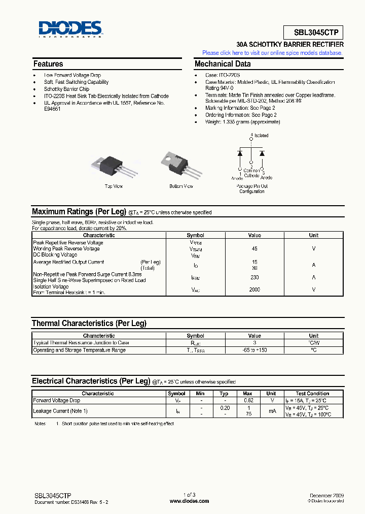 SBL3045CTP_3116727.PDF Datasheet