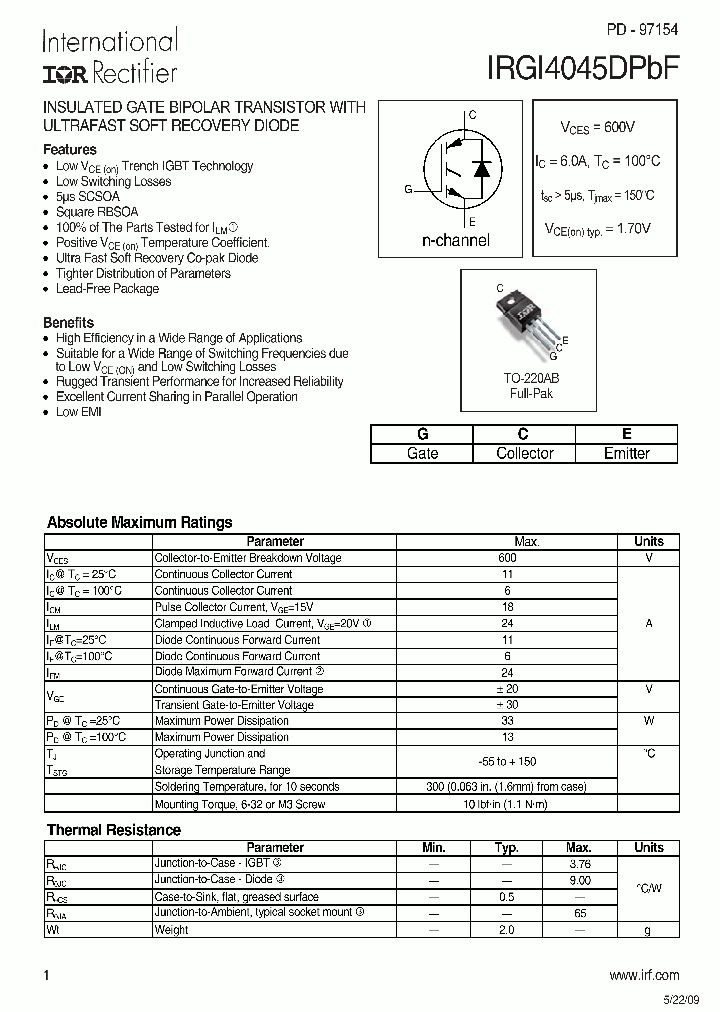 IRGI4045DPBF_3119694.PDF Datasheet