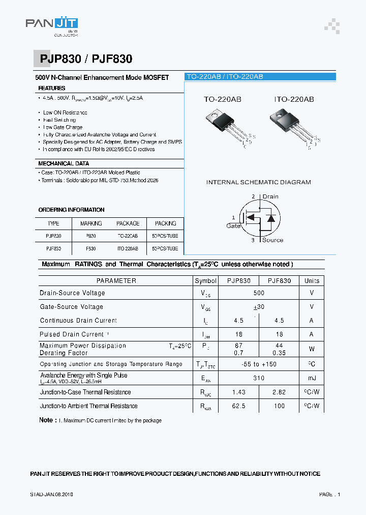 PJP830_3120407.PDF Datasheet