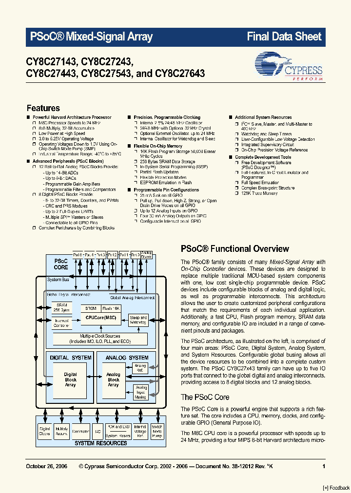 CY8C27643_3120465.PDF Datasheet