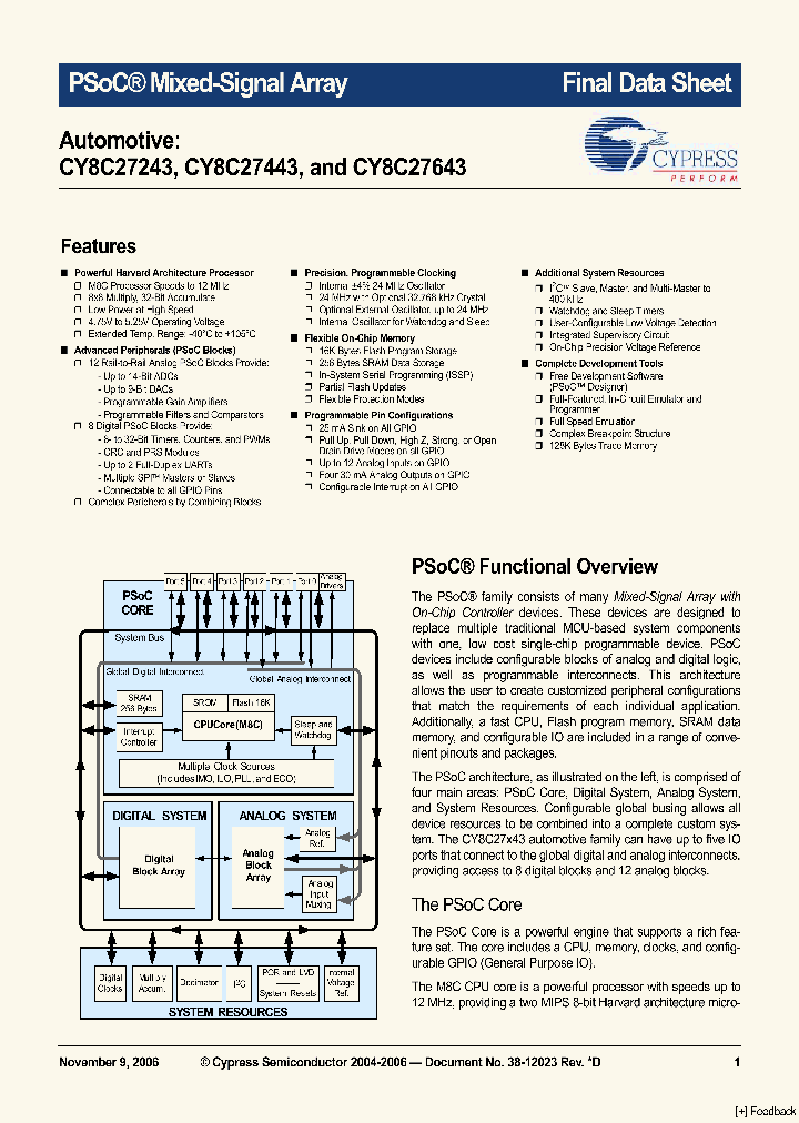 CY8C27643_3120466.PDF Datasheet