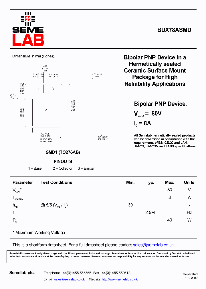 BUX78ASMD_3120650.PDF Datasheet