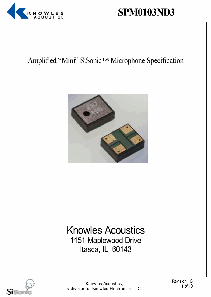 SPM0103ND3_3122341.PDF Datasheet