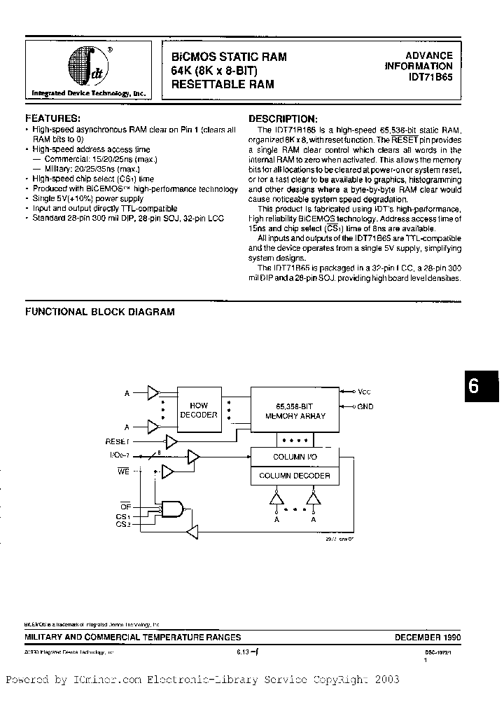 IDT71B65S20TDB_3159758.PDF Datasheet