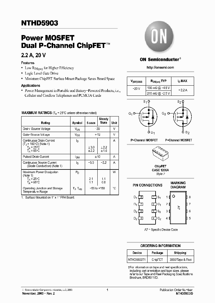 NTHD5903_3164882.PDF Datasheet