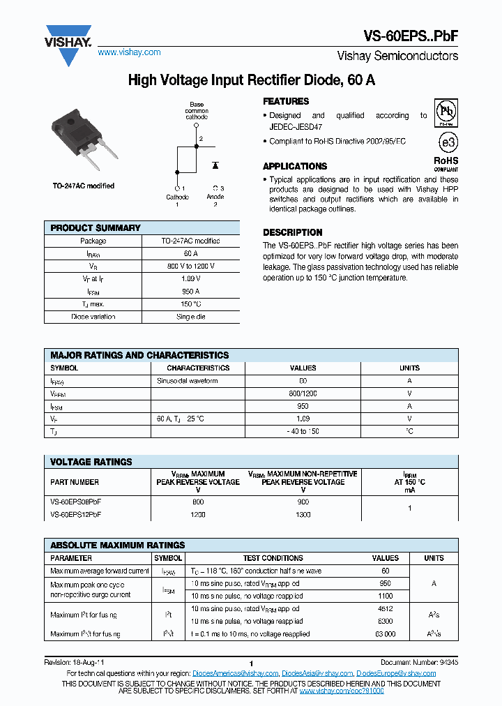 60EPS08PBF_3168862.PDF Datasheet