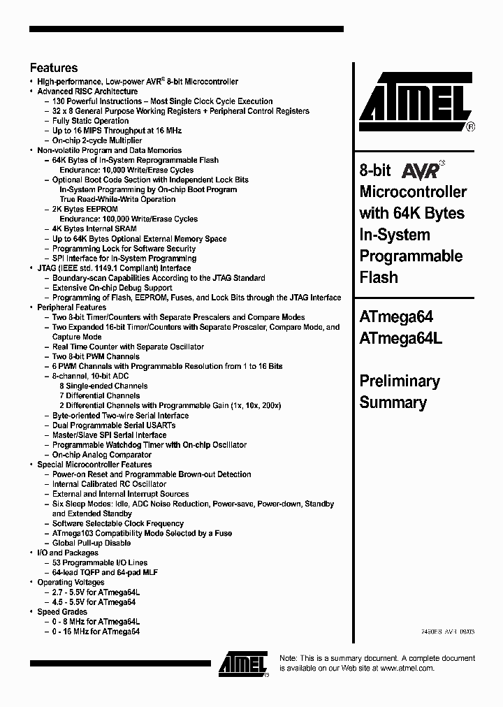 ATMEGA64L_3179928.PDF Datasheet