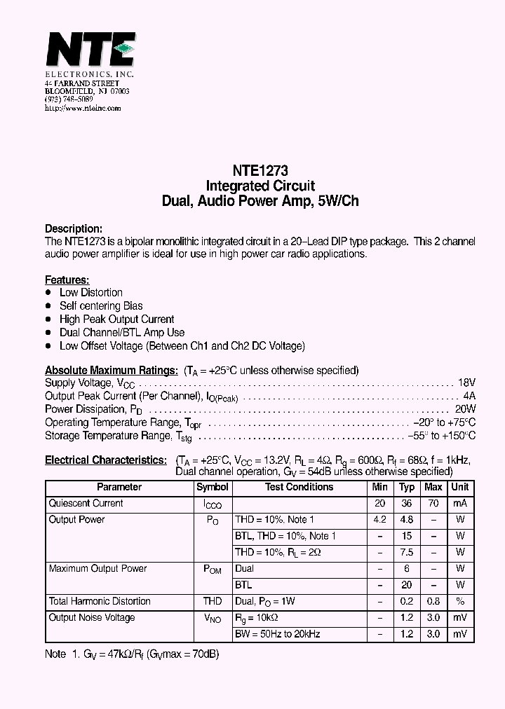 NTE1273_3180312.PDF Datasheet