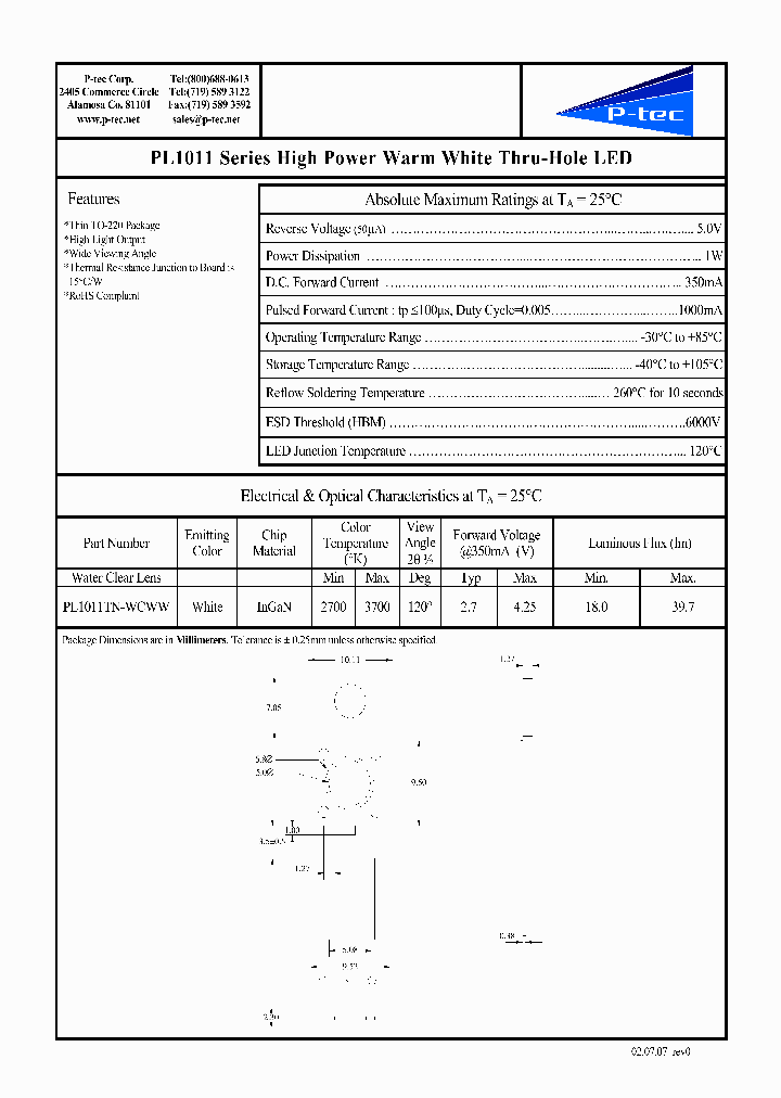 PL1011TN-WCWW_3186151.PDF Datasheet