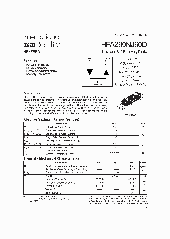 HFA280NJ60D_3187635.PDF Datasheet