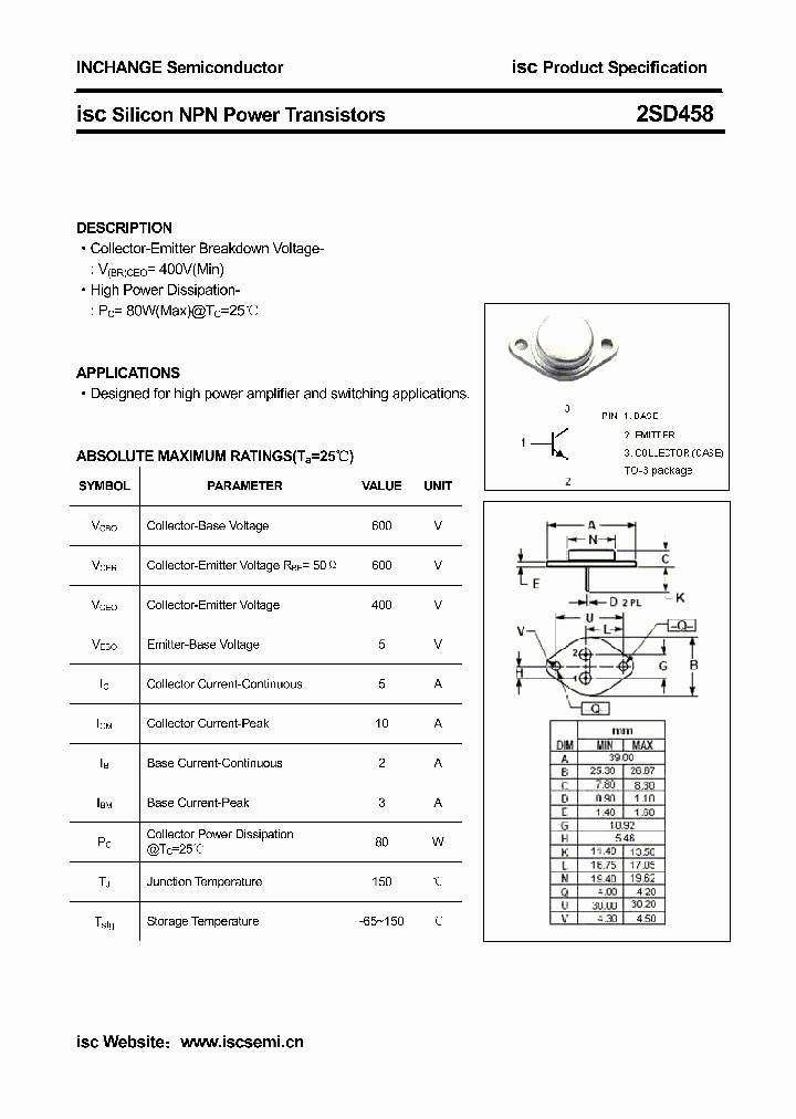 2SD458_3207885.PDF Datasheet