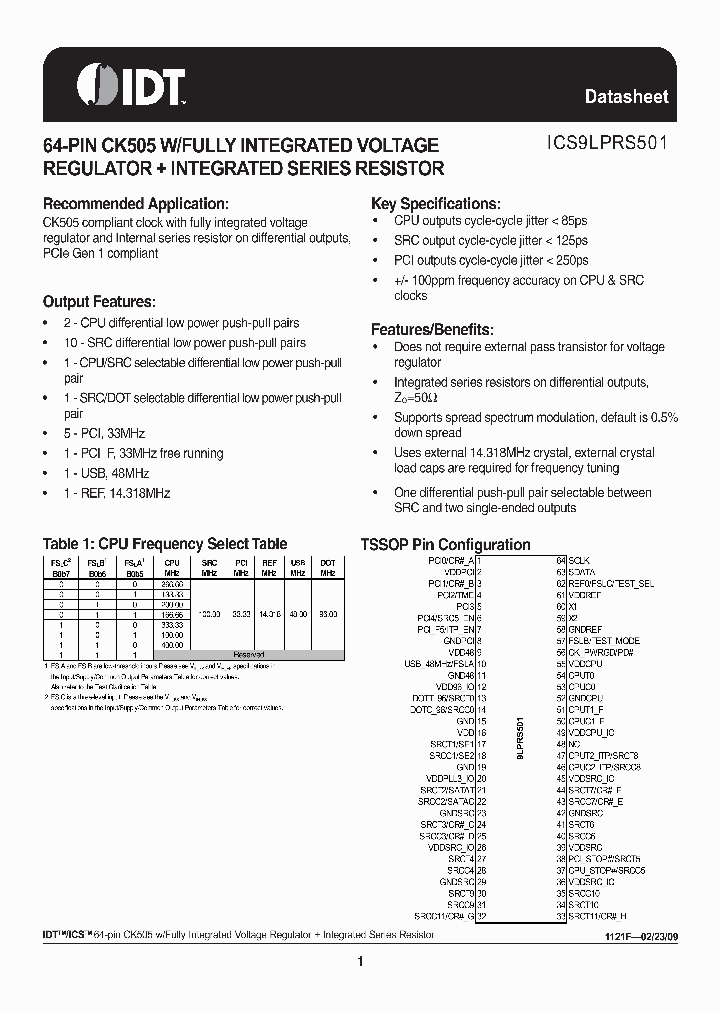 ICS9LPRS501_3228517.PDF Datasheet