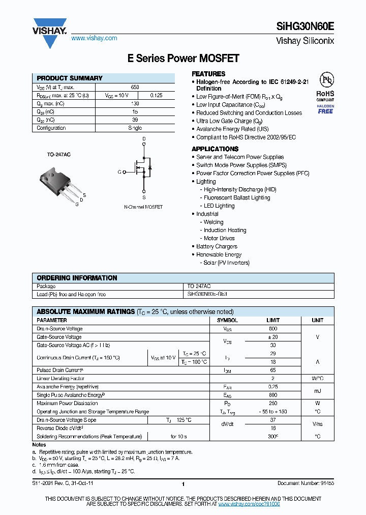SIHG30N60E_3244956.PDF Datasheet