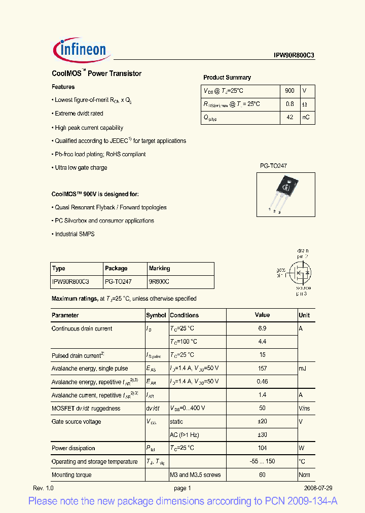 IPW90R800C3_3249957.PDF Datasheet
