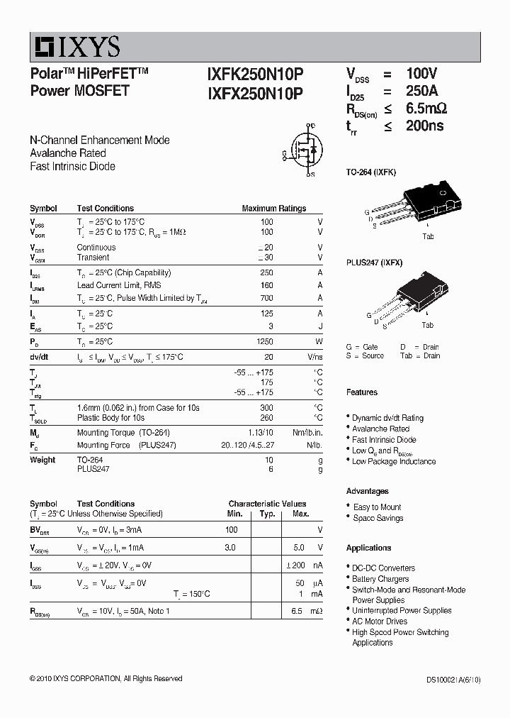 IXFX250N10P_3258872.PDF Datasheet