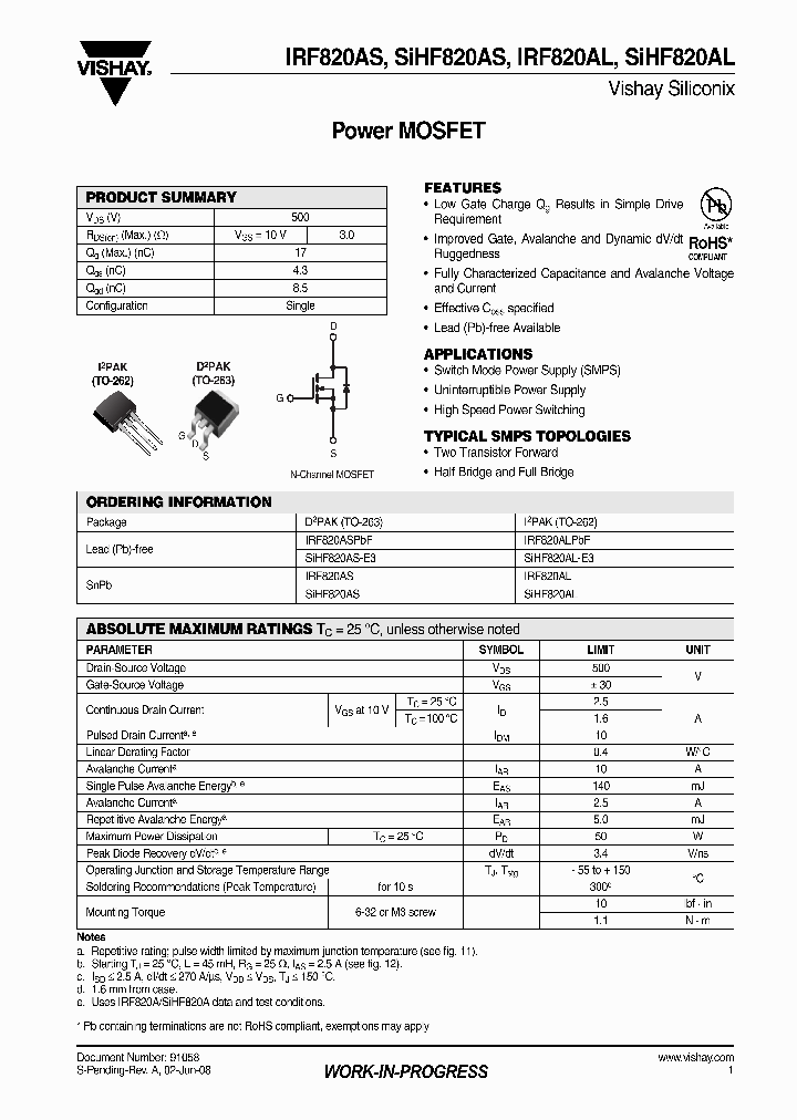 SIHF820AL-E3_3262706.PDF Datasheet