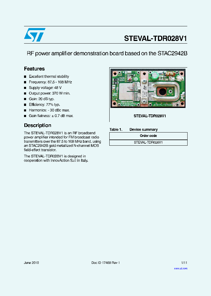 STEVAL-TDR028V1_3262777.PDF Datasheet