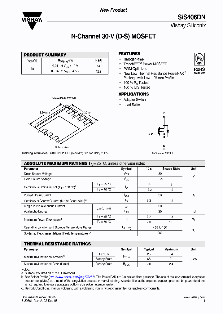 SIS406DN-T1-GE3_3266283.PDF Datasheet