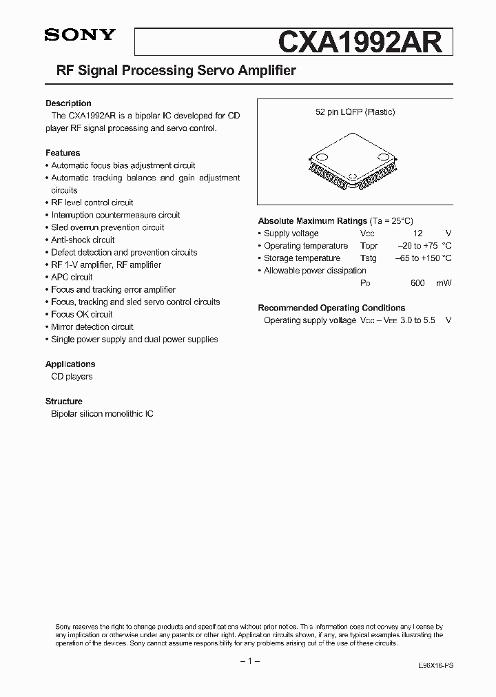CXA1992AR_3268693.PDF Datasheet