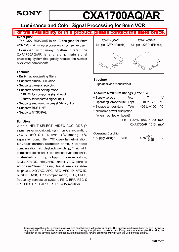 CXA1700AR_3268689.PDF Datasheet