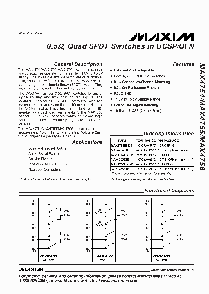 MAX4755ETE_3276974.PDF Datasheet