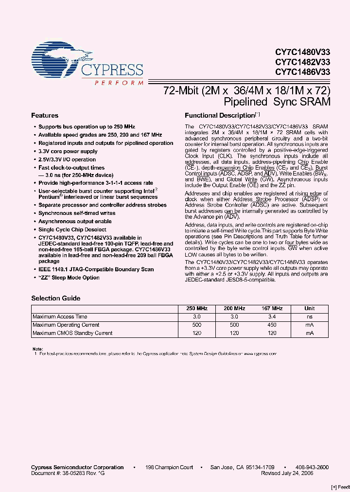 CY7C1480V33-167AXI_3277259.PDF Datasheet