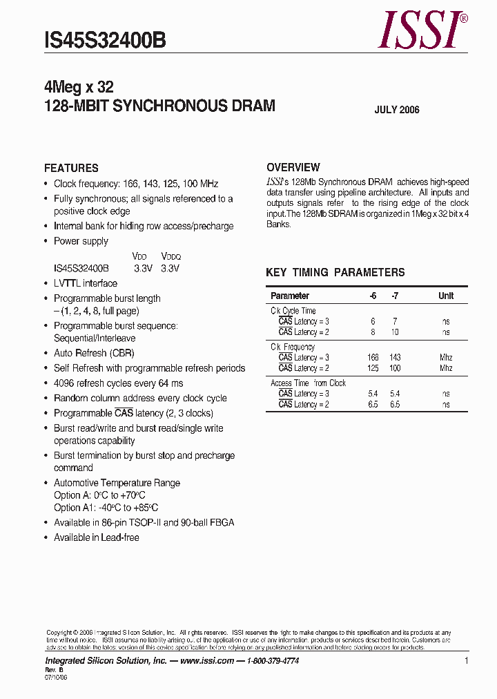 IS45S32400B-6BA1_3287809.PDF Datasheet