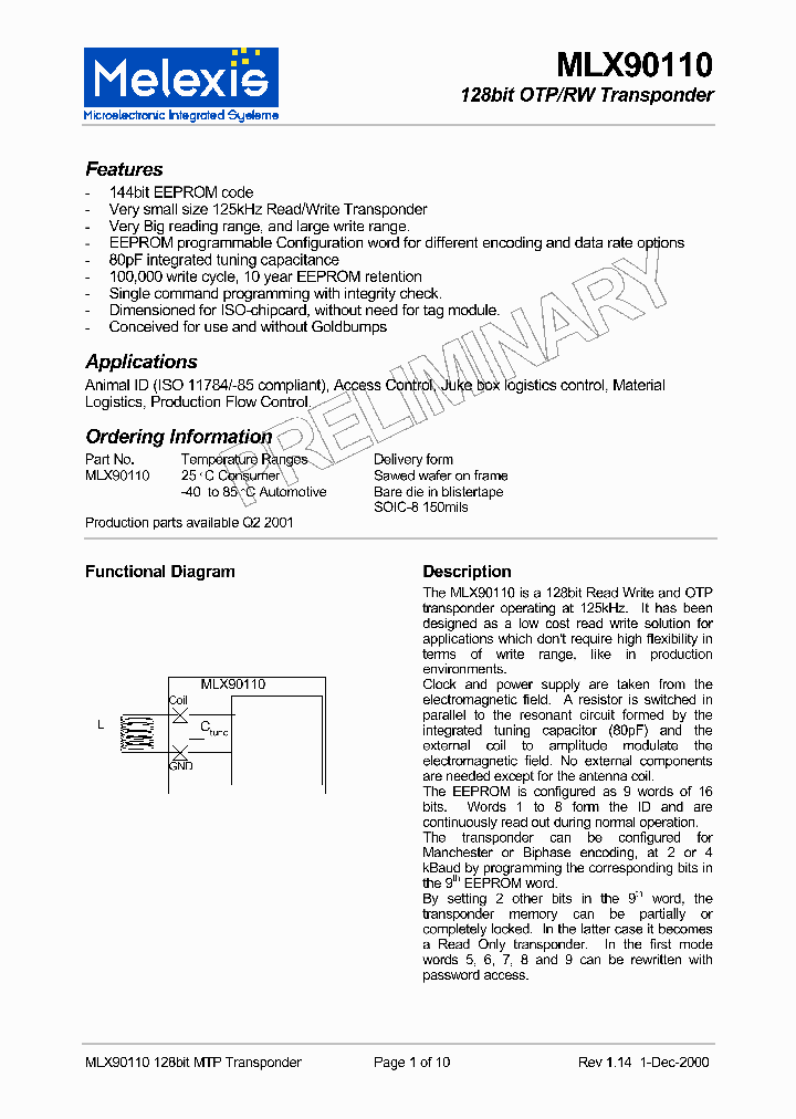MLX90110_3294113.PDF Datasheet