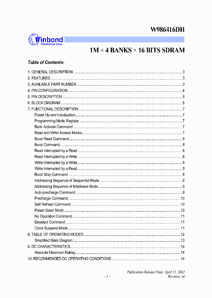 W986416DH_3304349.PDF Datasheet