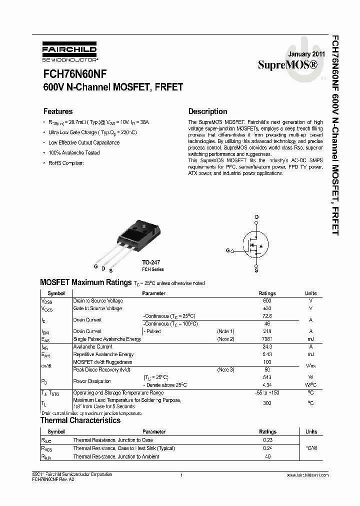 FCH76N60NF_3308034.PDF Datasheet
