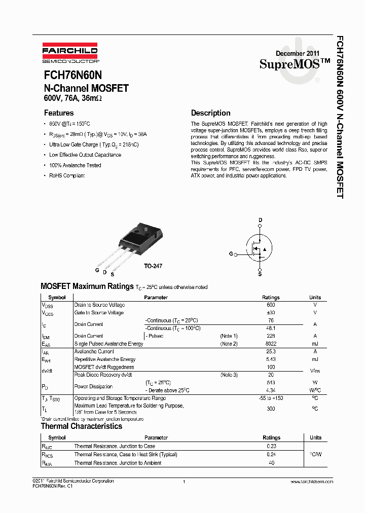 FCH76N60N_3308033.PDF Datasheet