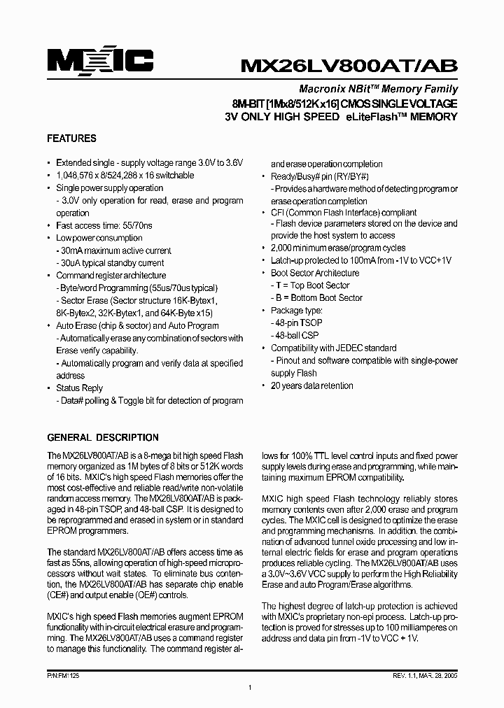 MX26LV800ABXBC-55G_3315006.PDF Datasheet