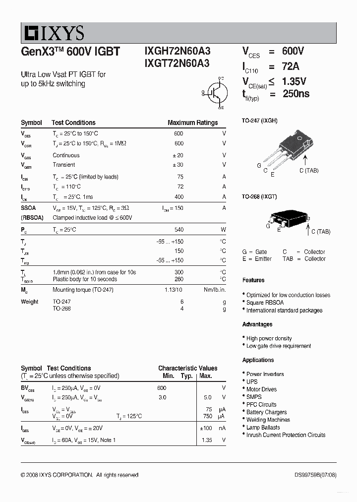 IXGH72N60A3_3314228.PDF Datasheet