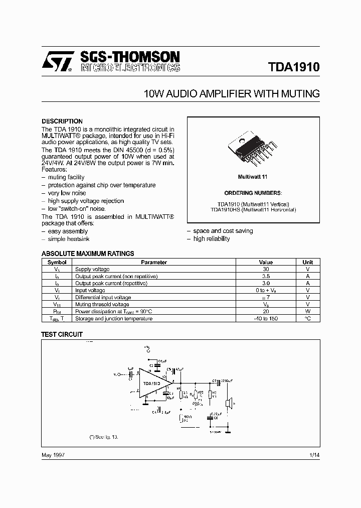 TDA1910_3325352.PDF Datasheet