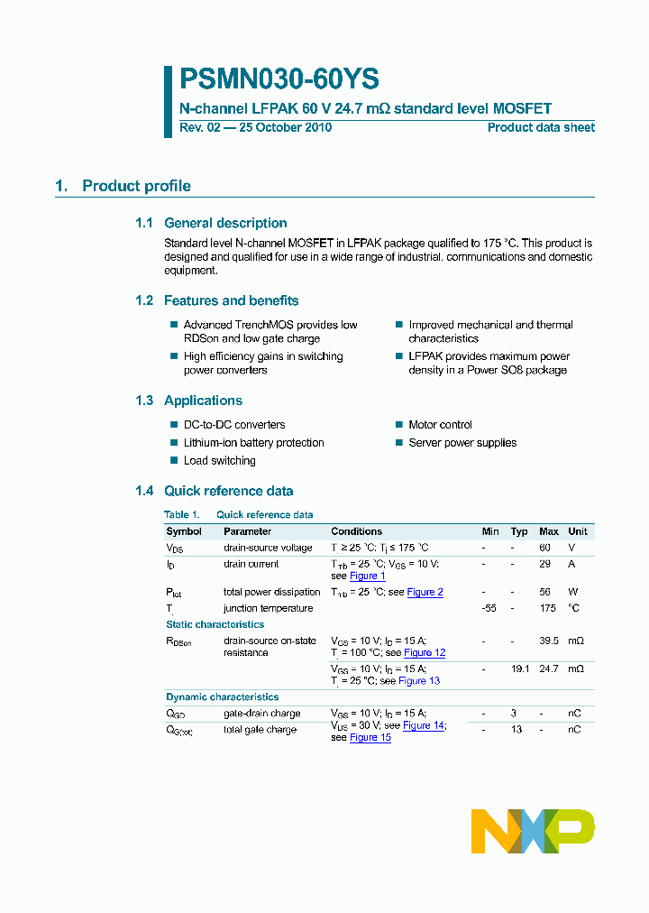 PSMN030-60YS_3347614.PDF Datasheet