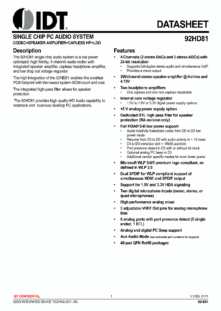 92HD81_3368925.PDF Datasheet