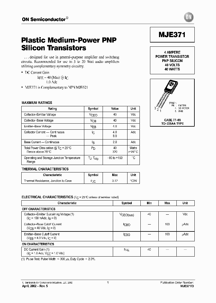 MJE371-D_3377300.PDF Datasheet