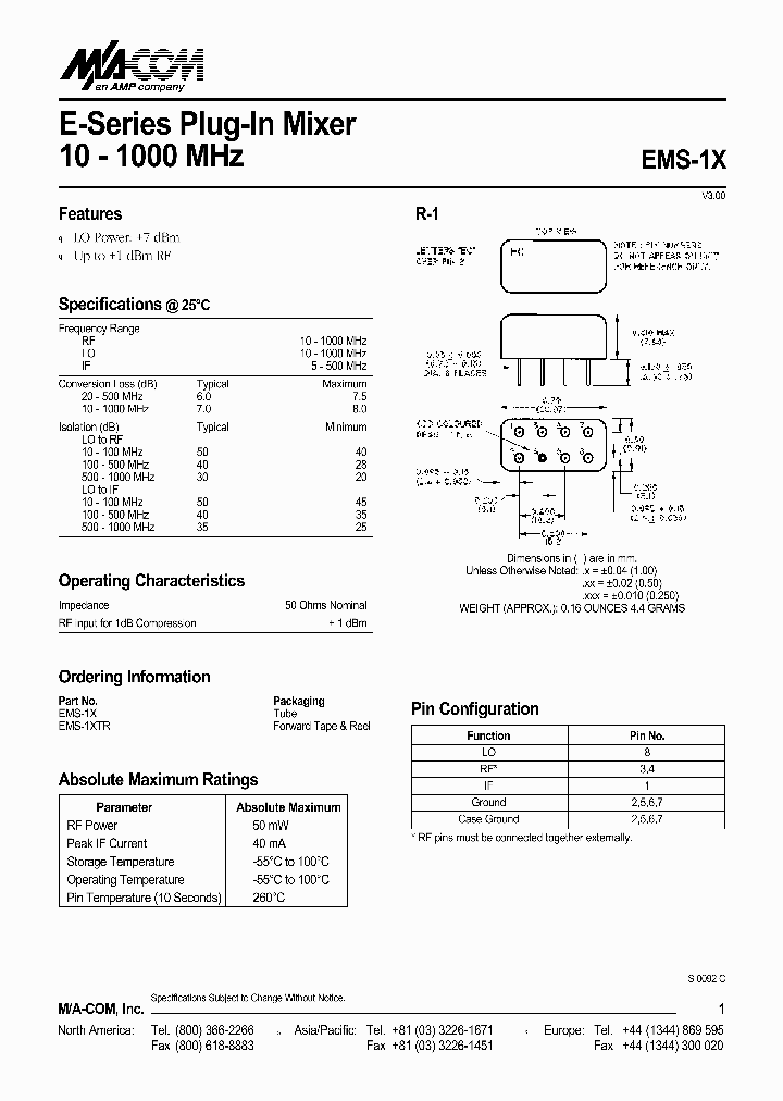 EMS-1XTR_3408774.PDF Datasheet