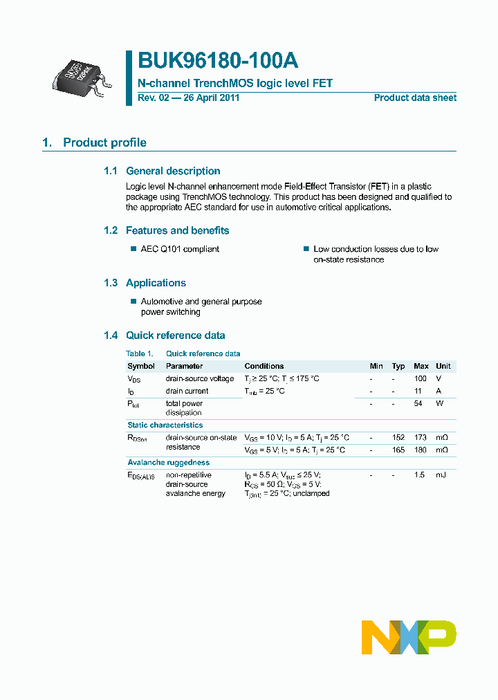 BUK96180-100A_3417868.PDF Datasheet