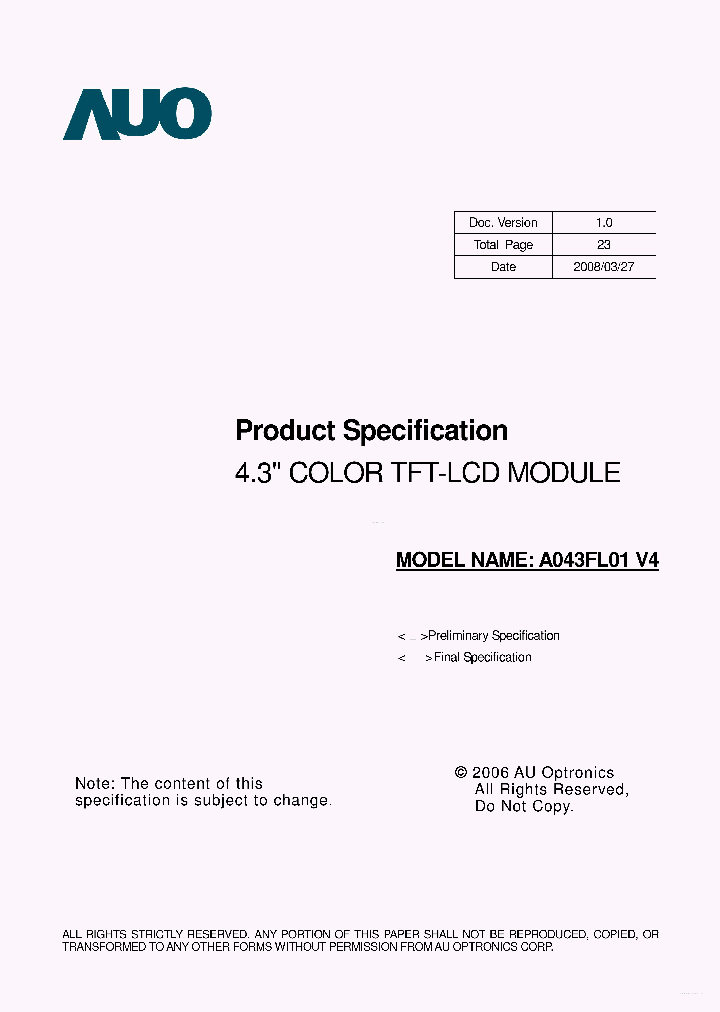A043FL01V4_3460807.PDF Datasheet