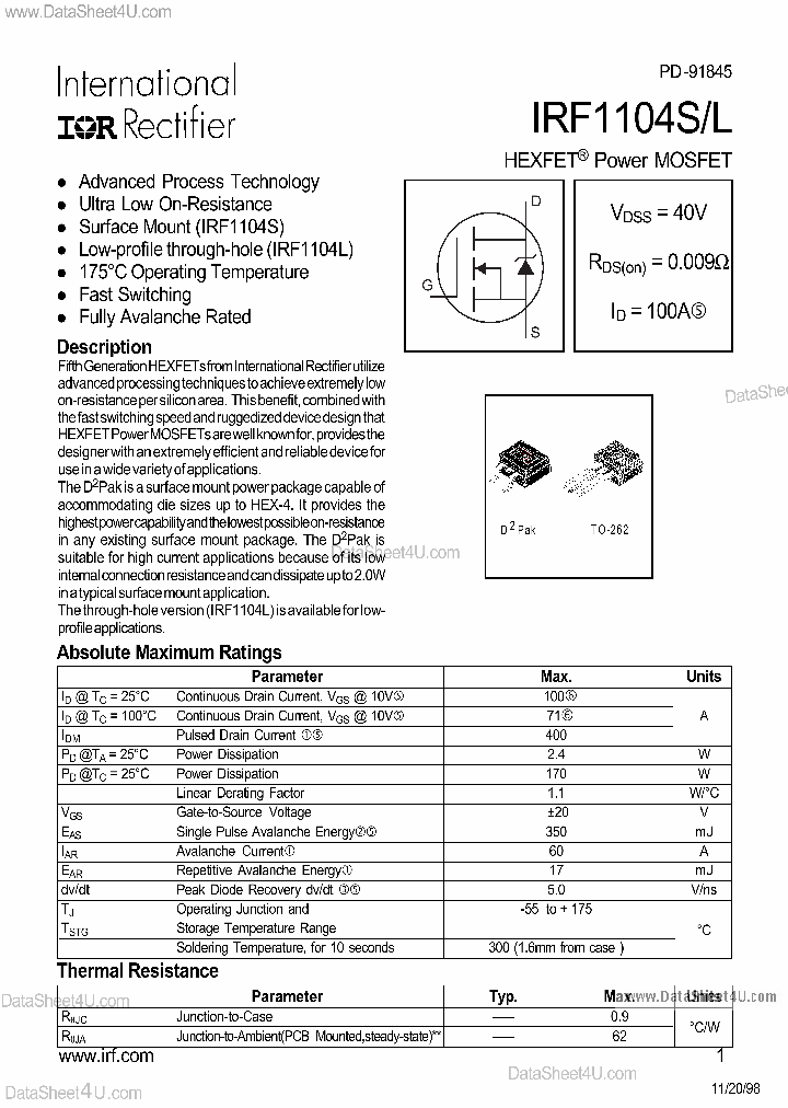 IRF1104L_3484404.PDF Datasheet