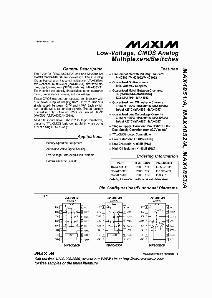 MAX4052AESE_3486570.PDF Datasheet