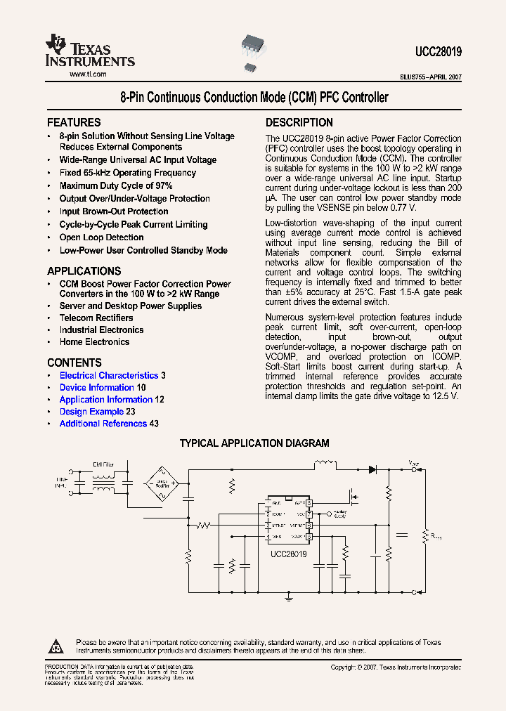 UCC28019_3500142.PDF Datasheet