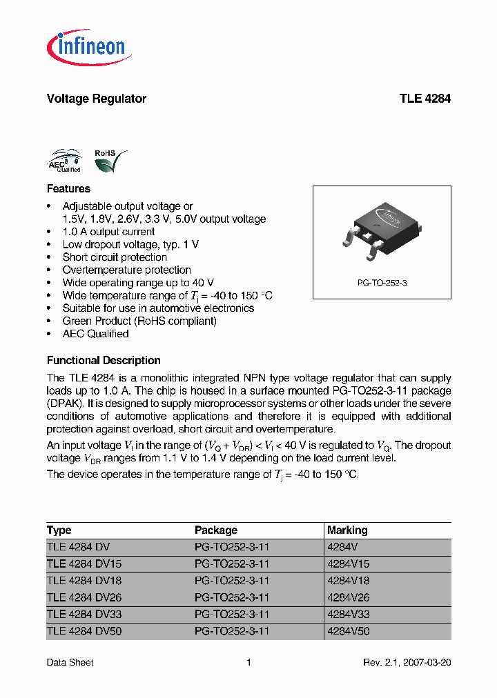 TLE4284DV50_3501499.PDF Datasheet